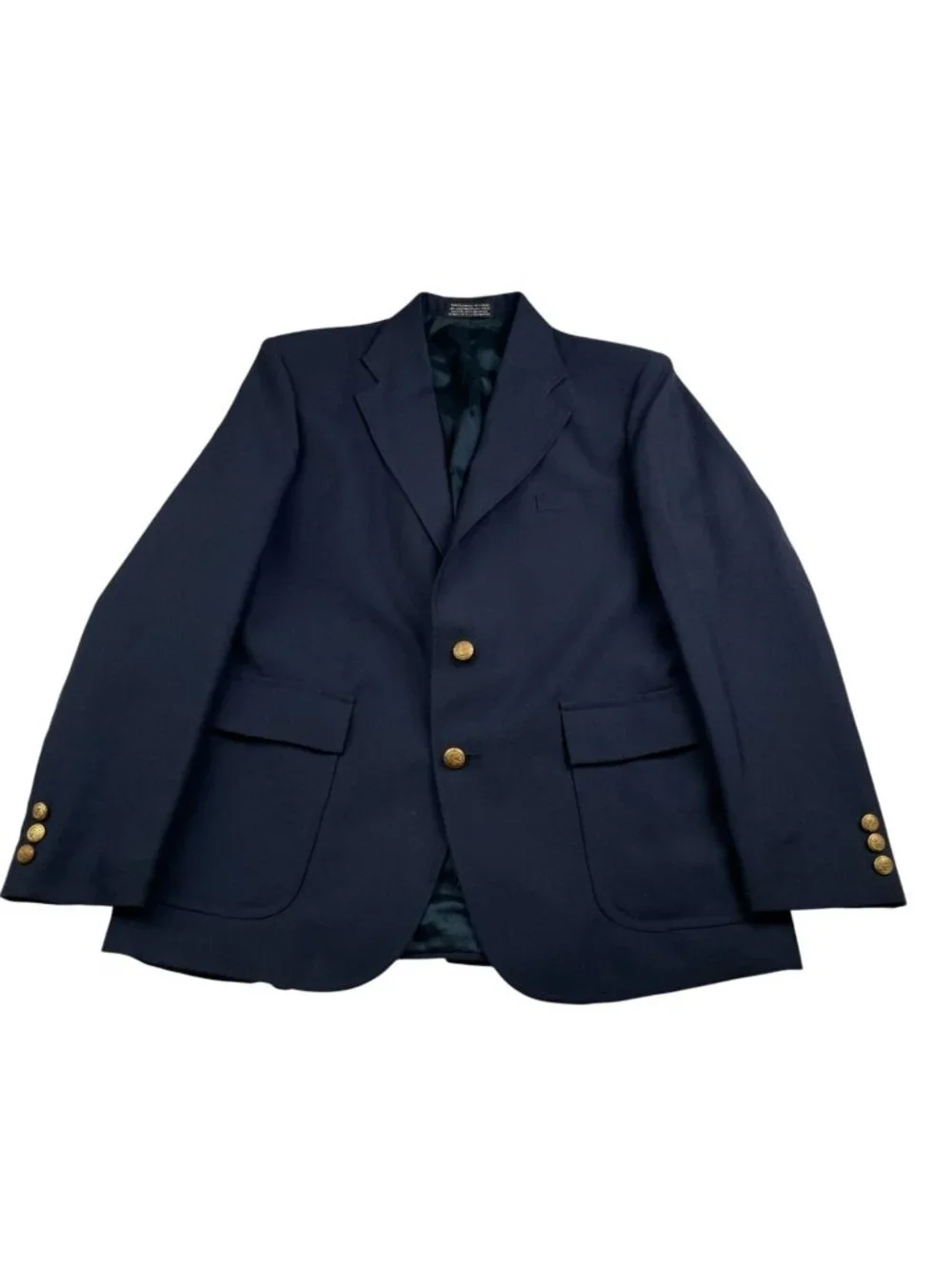 VTG Gant Men’s 100% Wool Gold Buttons 2-Button Blazer Navy Blue • 36S